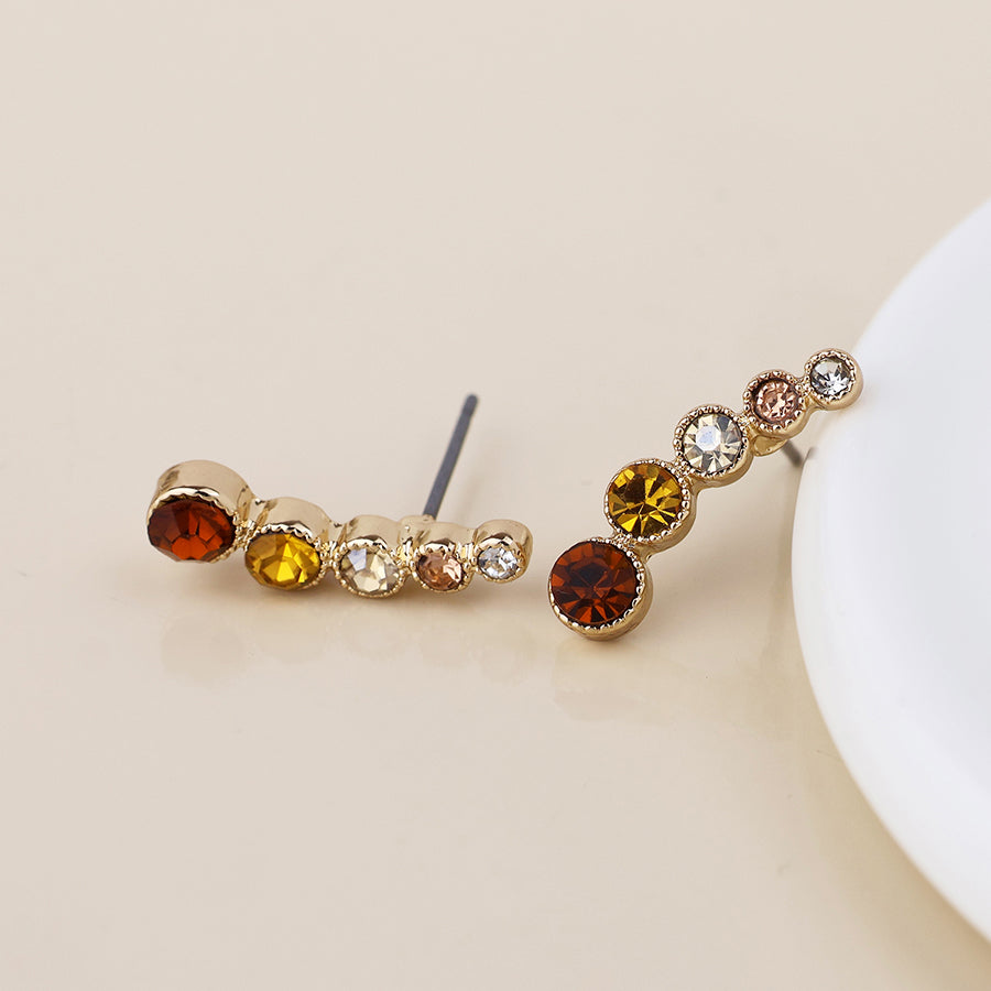 Autumn Crystal Ear Climbers In Autumn Colours | Gold