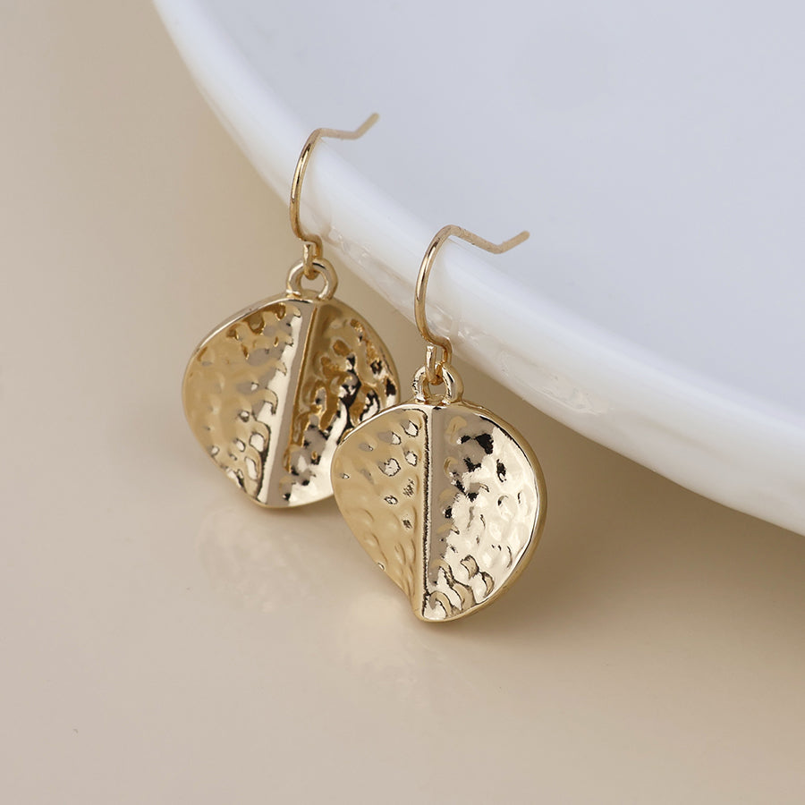 Ivy golden hammered twist disc drop earrings