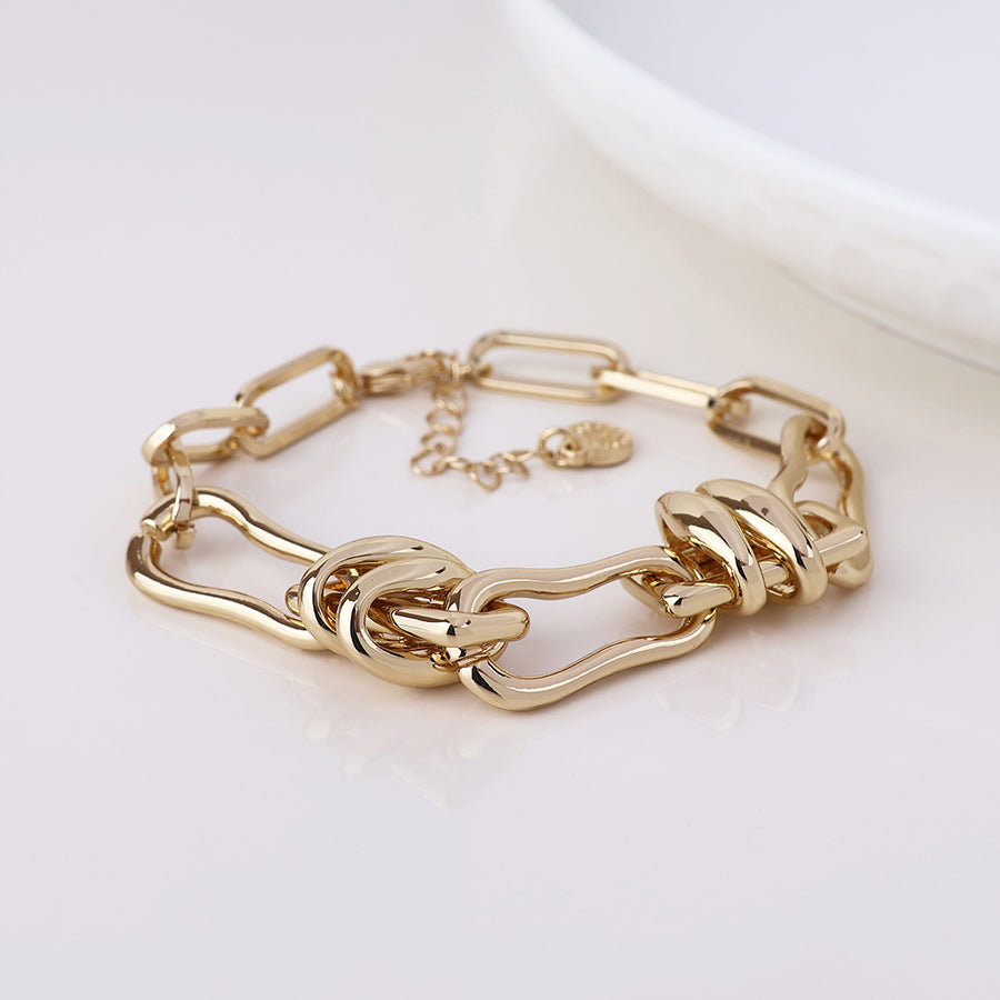 Odyssey golden polished mixed link bracelet