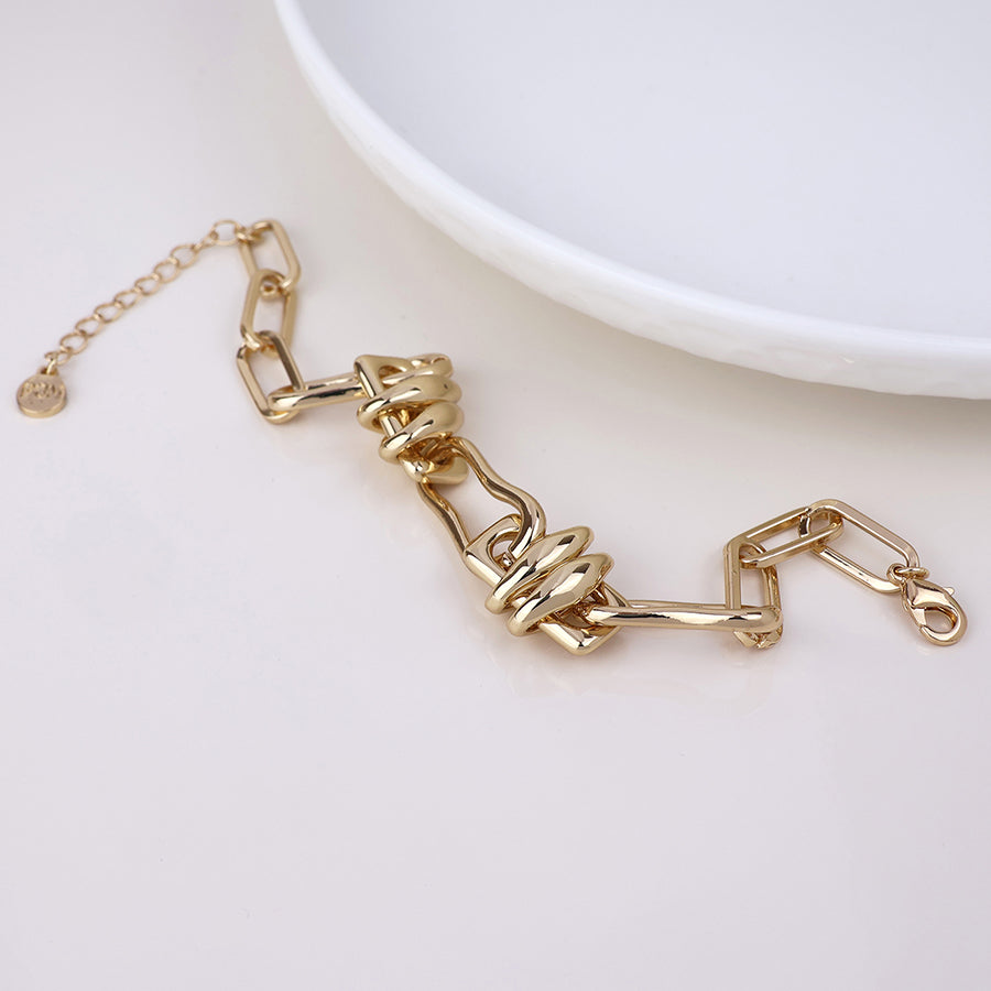 Odyssey golden polished mixed link bracelet