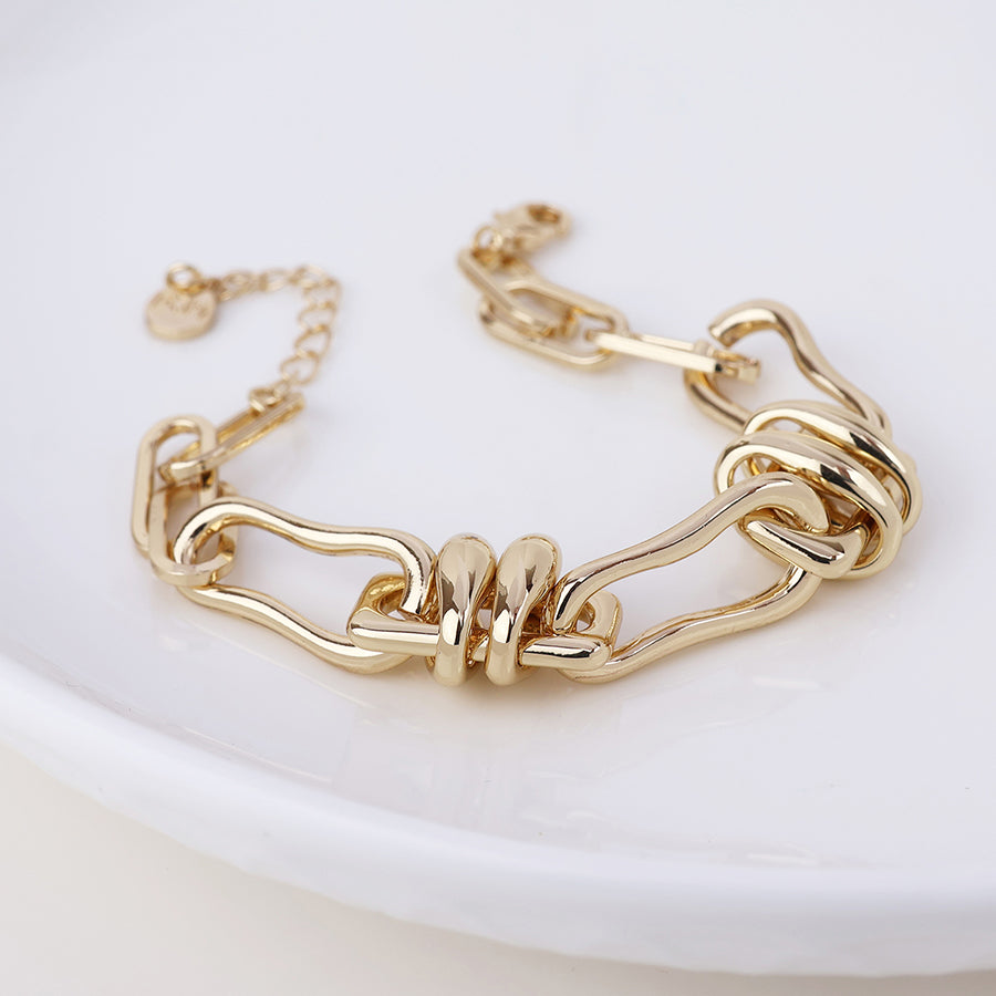 Odyssey golden polished mixed link bracelet