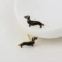 Gretchen Dachshund Stud Earrings - Gold