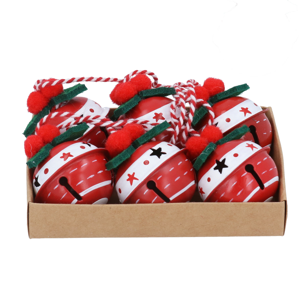 RED/WHITE BELL WITH FABRIC HOLLY