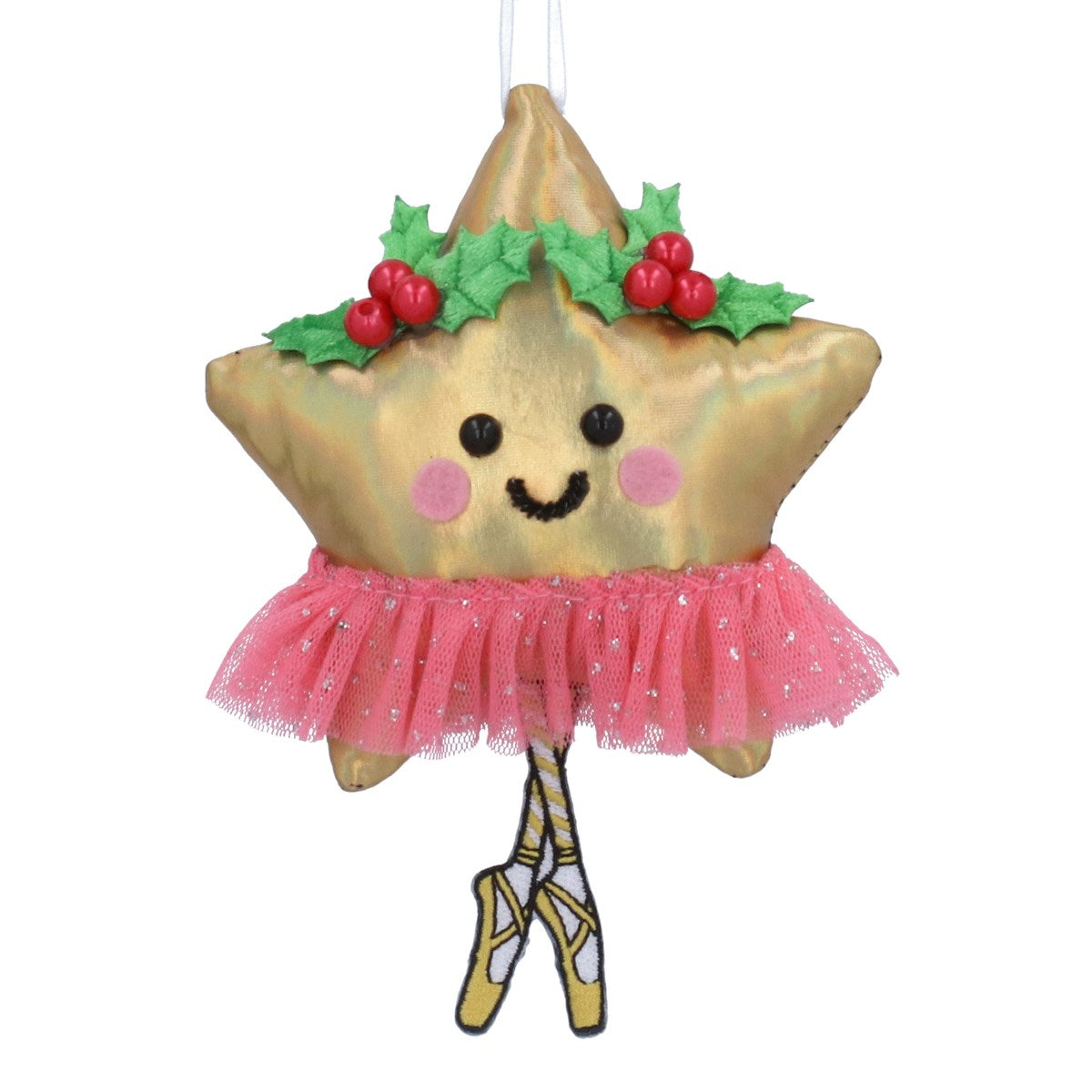 Fabric Hanging Dec 15cm - Smiling Star in Tutu