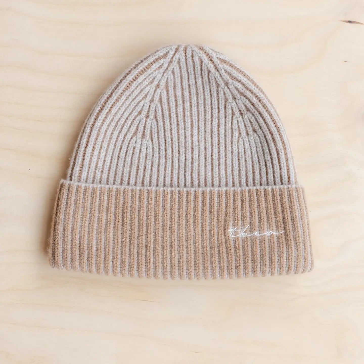 Cashmere & Merino Beanie in Oatmeal Two-Tone