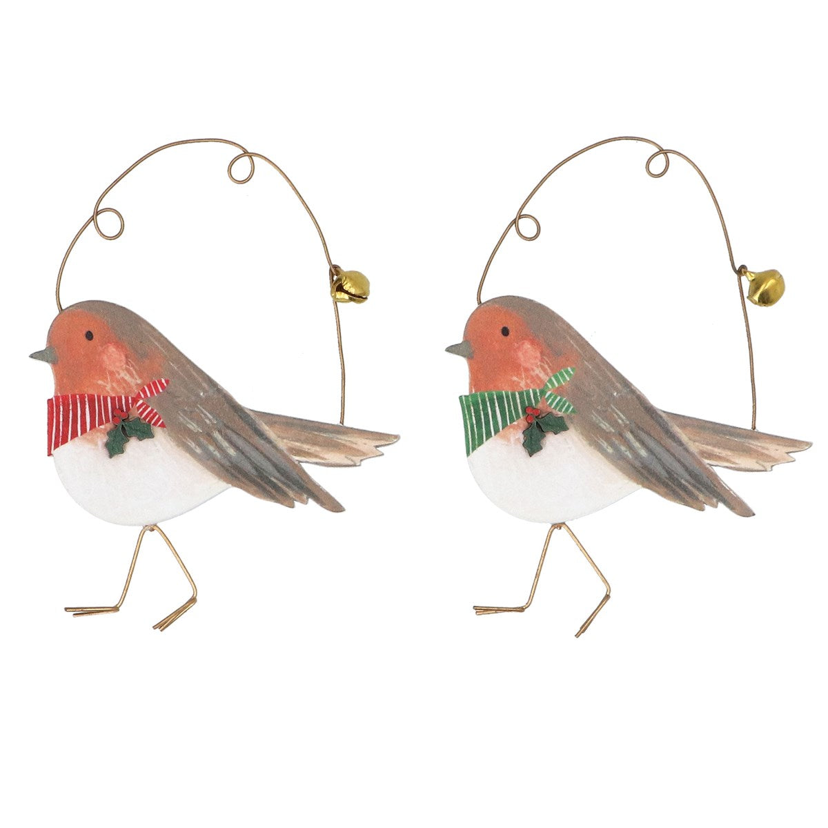 Wood Hanging Decoration | 9cm | Robin with Scarf