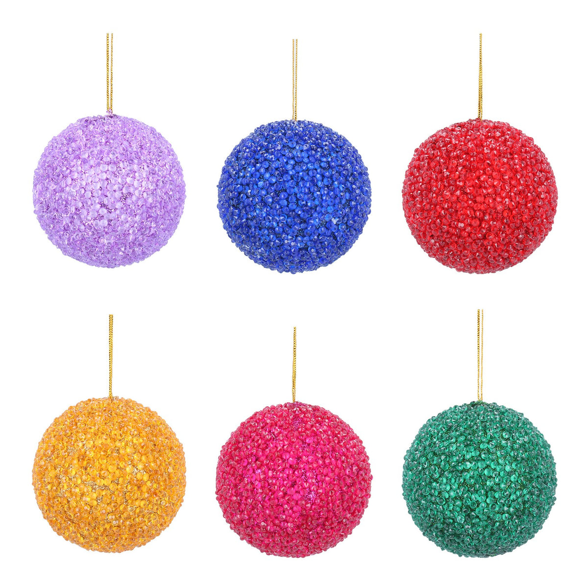 Christmas Acrylic Bauble | 8cm | Beaded, 6as