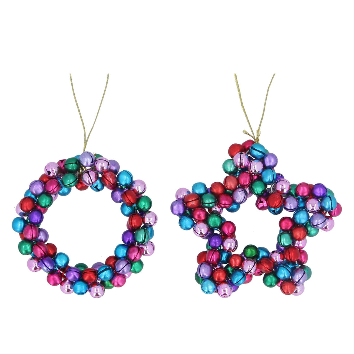 Metal Hanging Decoration | Multicoloured Mini Bell Star/Ring
