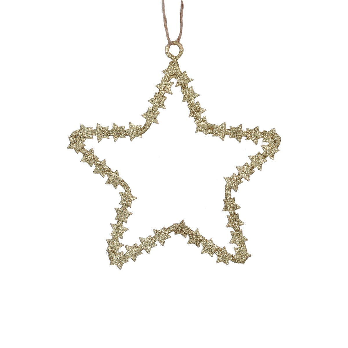 Metal Hanging Dec 11cm | Gold Sparkle Cut-Out Star