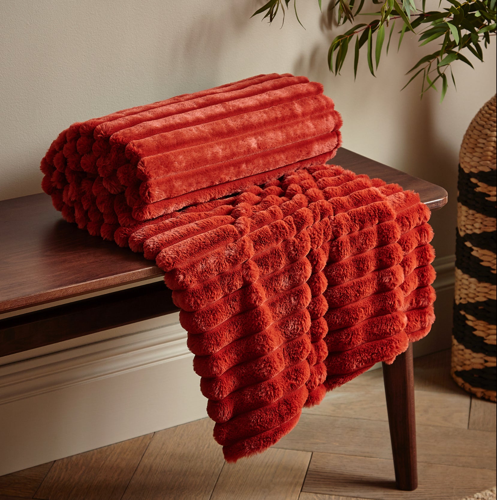 Burnt Orange | Cosy Ribbed Blanket