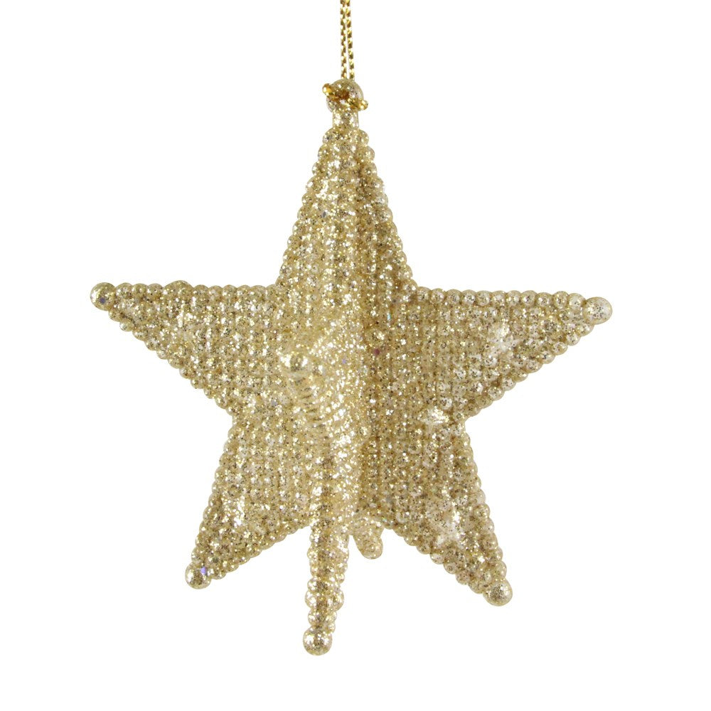 Acrylic Hanging Decoration | 8cm | Pale Gold Sparkling Star
