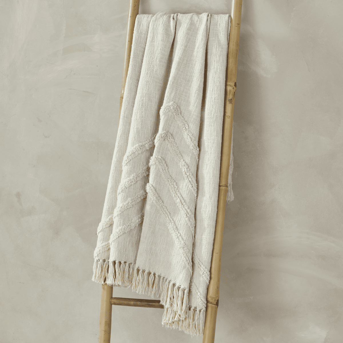 Tufted Cream Cotton Throw