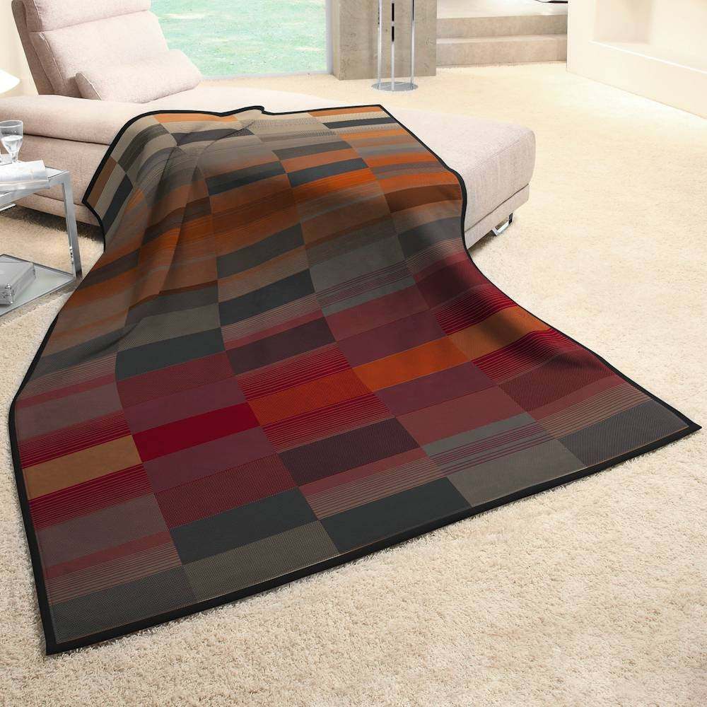 Cotton Home Throw | Abstract Blocks Burnt Orange