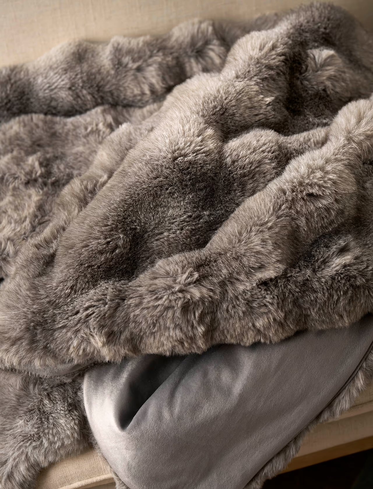 Feather Faux Fur Throw Eucalyptus