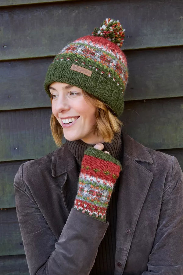 Iona Roll Back Bobble Beanie Moss
