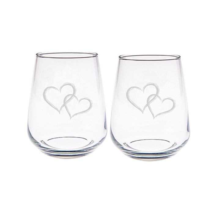 Stemless Glasses Pair | Love Hearts