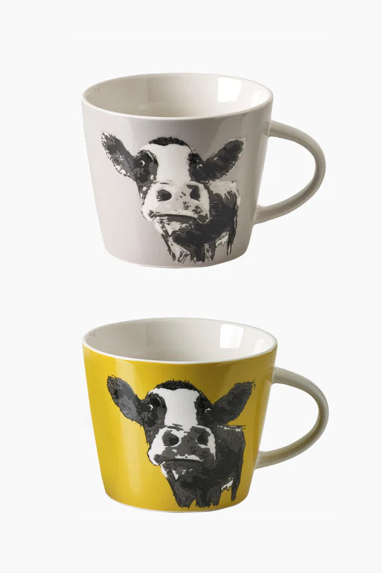 Ochre & Cool Grey Moo Mugs