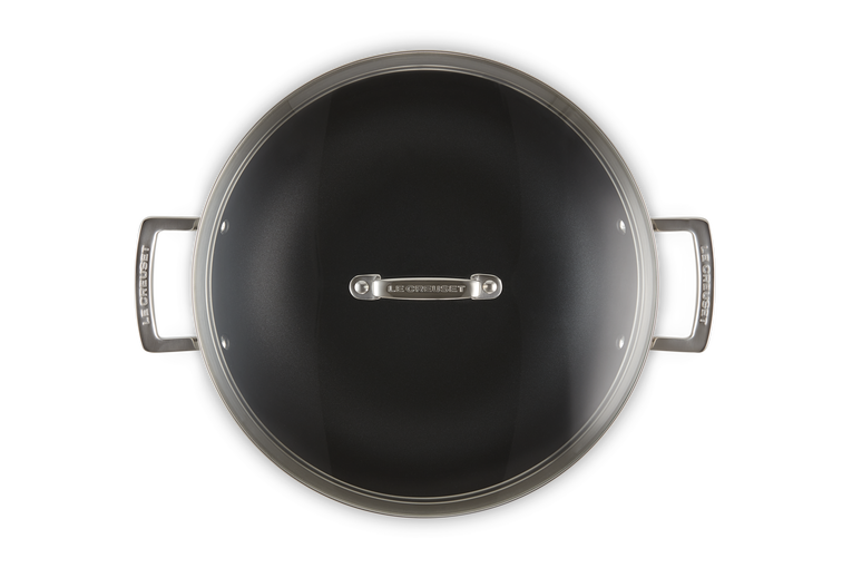 3-ply Stainless Steel Non-Stick Wok with Glass Lid