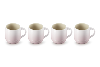 Le Creuset Stoneware Set of 4 380ml U Mugs Shell Pink