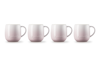 Le Creuset Stoneware Set of 4 380ml U Mugs Shell Pink