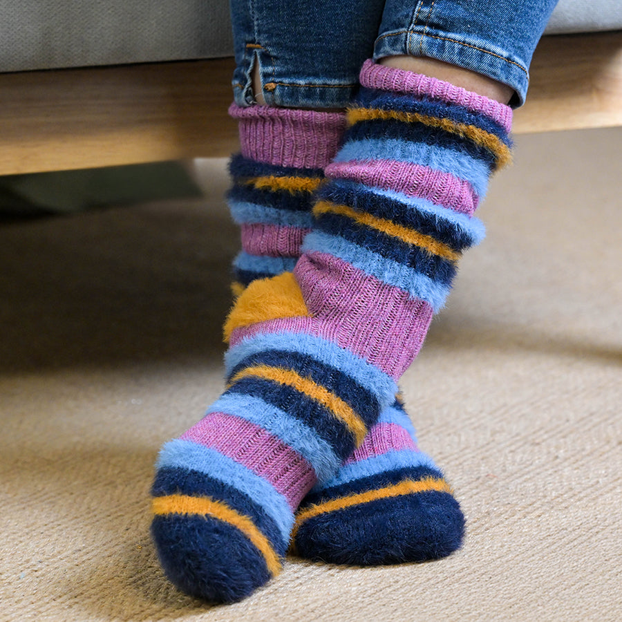 Cosy Striped Socks | Purple