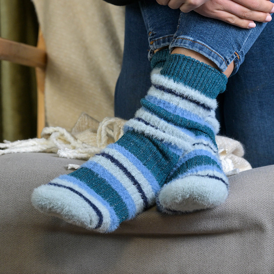 Cosy Striped Socks | Blue