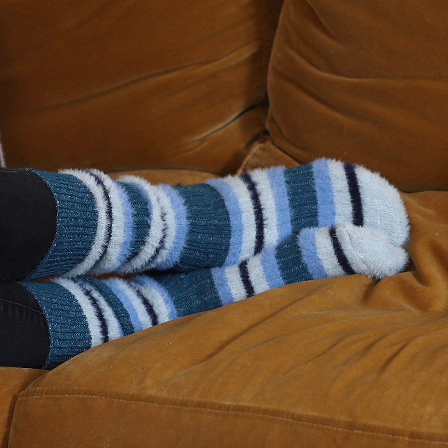 Cosy Striped Socks | Blue