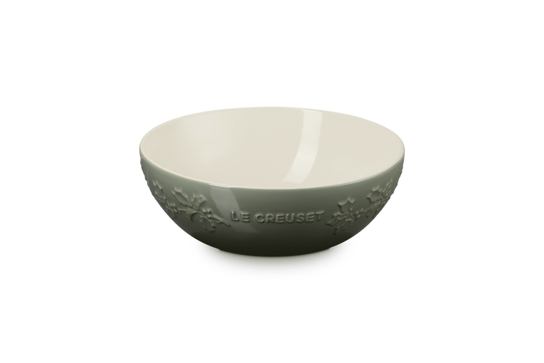 Le Creuset Stoneware Holly Relief Serve Bowl 25cm Thyme