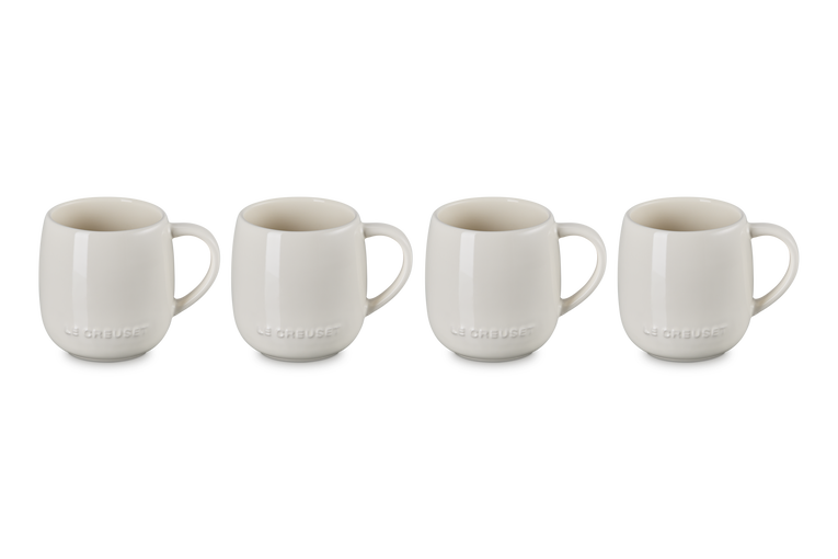 Le Creuset Stoneware Set of 4 380ml U Mugs Cream