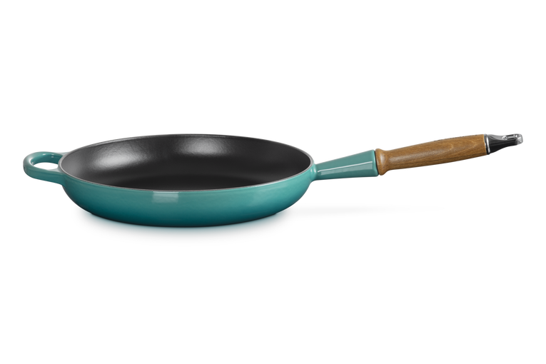 Cast Iron Frying Pan with Wooden Handle | Blue Riviera 28cm