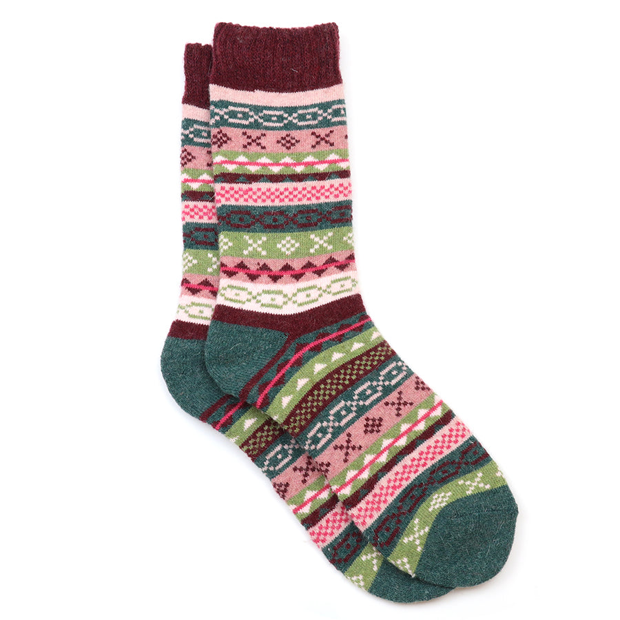 Green/Pink Mix Multi Pattern Stripe | Socks