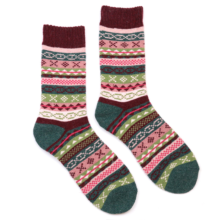 Green/Pink Mix Multi Pattern Stripe | Socks