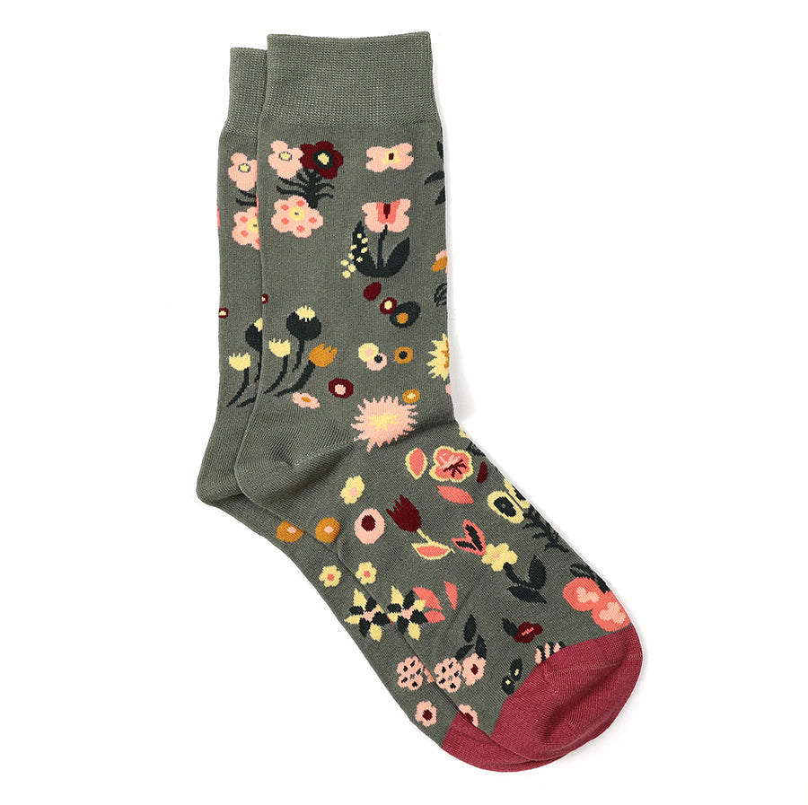 Grey & Pink Mix Spots & Flowers | Socks