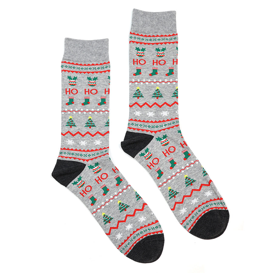 Grey & Red Mix Christmas Cotton | Socks