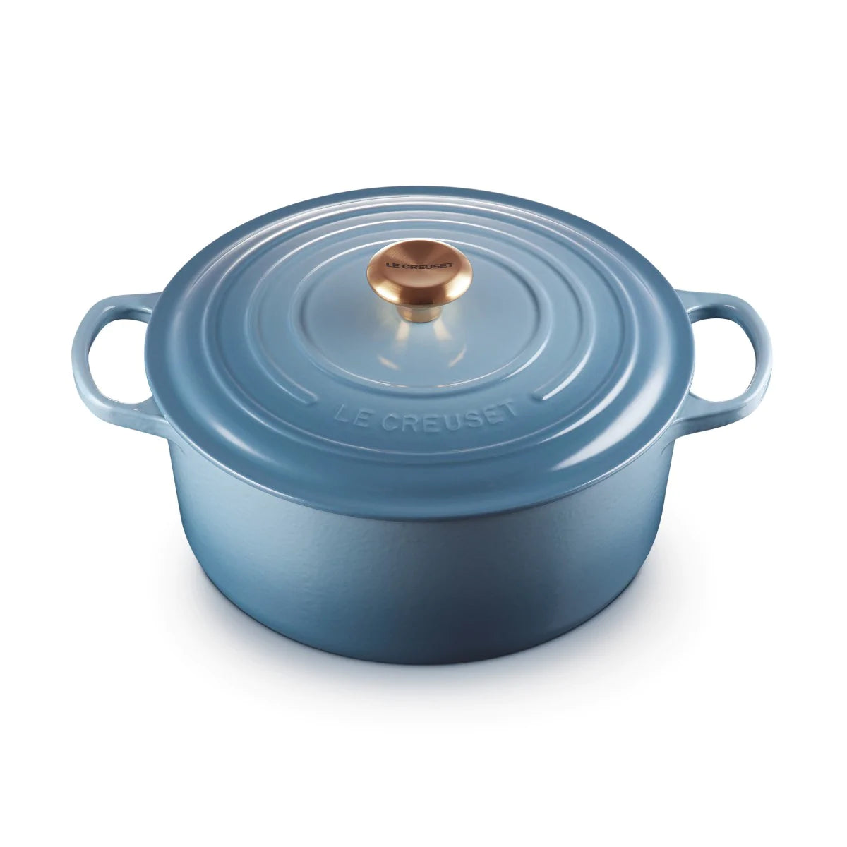 Le Creuset Signature Round Casserole Gold Knob | Chambray 28cm