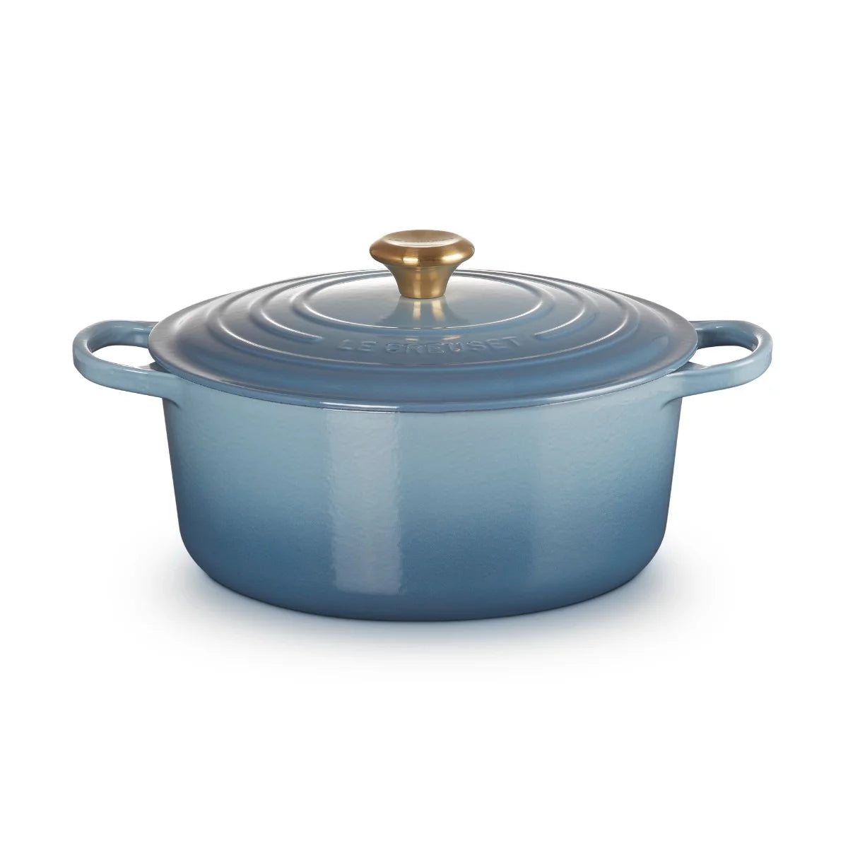 Le Creuset Signature Round Casserole Gold Knob | Chambray 28cm