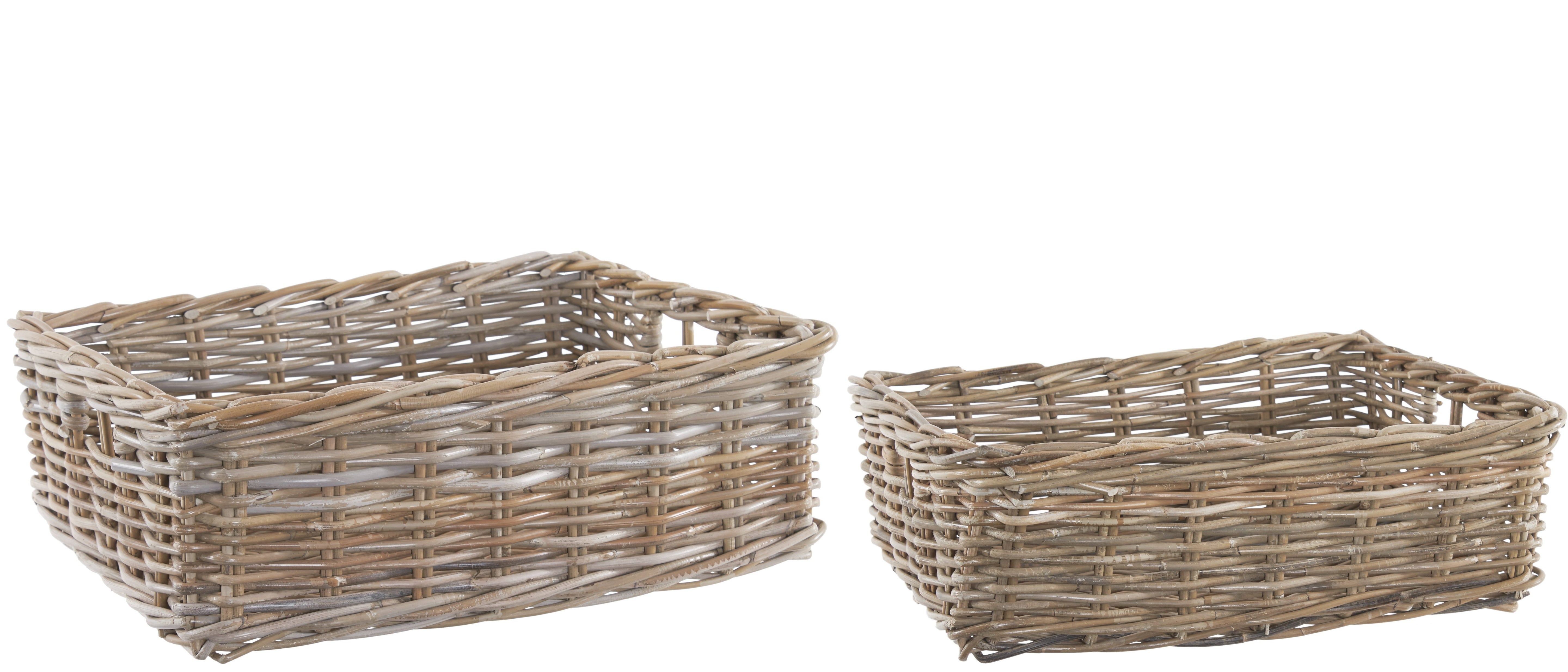 Grey Rattan Storage Baskets