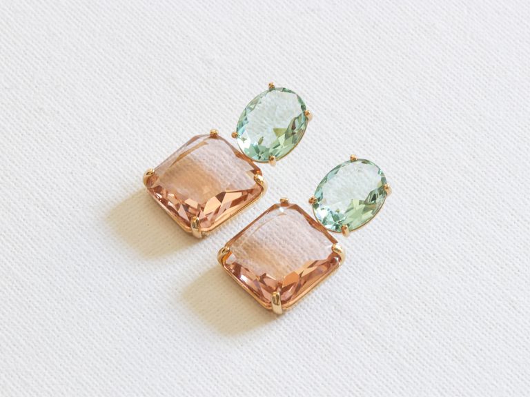 Aura Allure Stone Cut Luxe Earrings | Pink Blue
