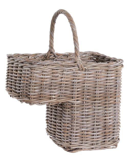 Grey Rattan Stair Basket