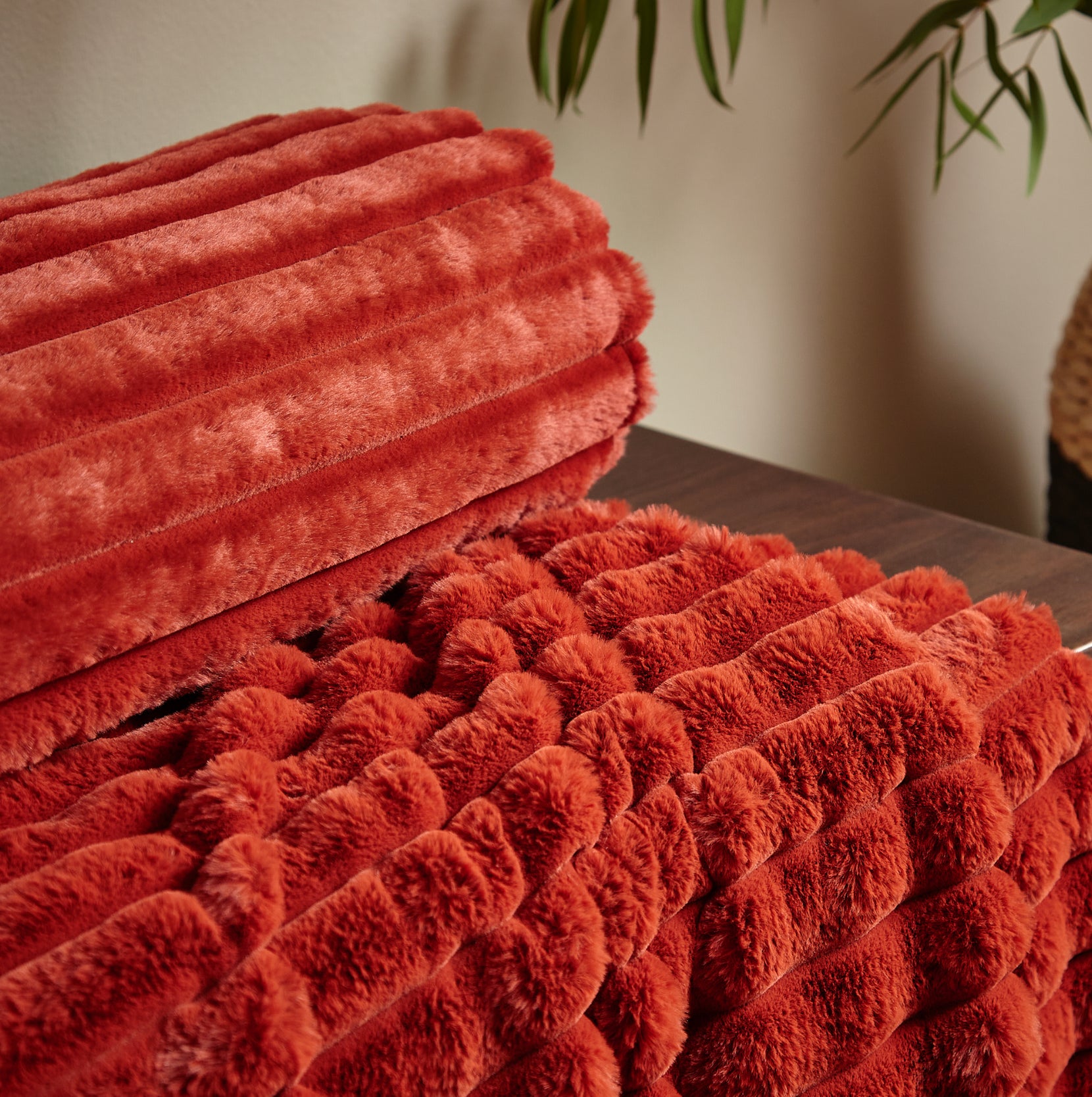 Burnt Orange | Cosy Ribbed Blanket