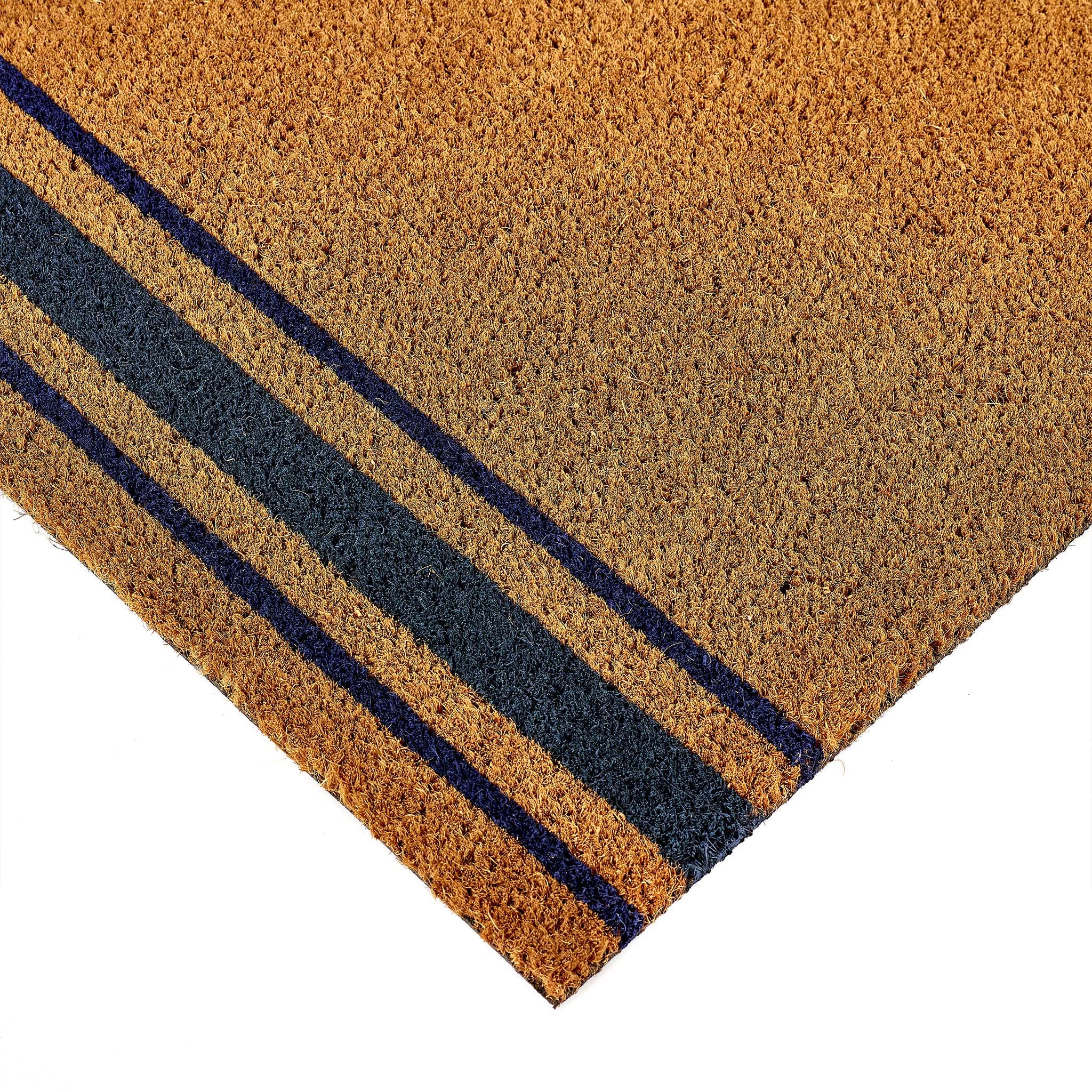 Navy Border Stripe | Coir Door Mat