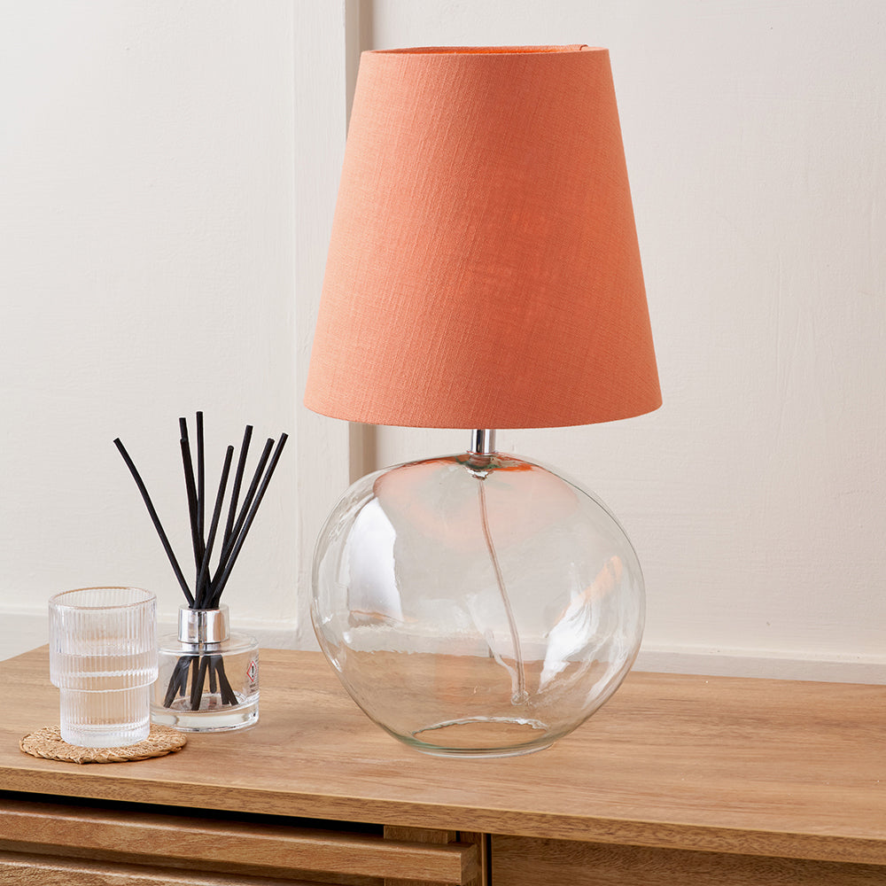 Hallie Clear Glass Table Lamp | Terracotta