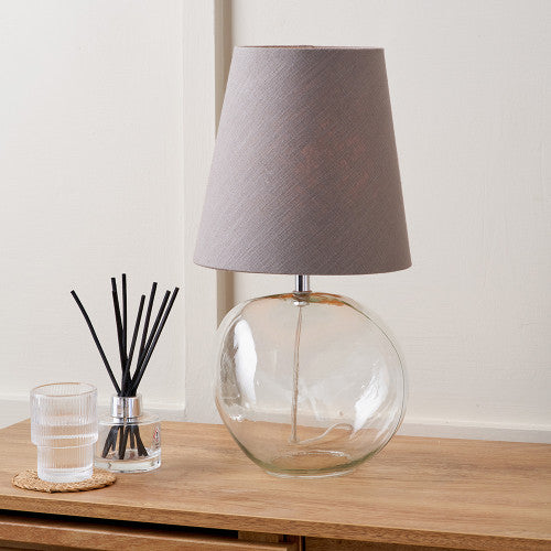 Hallie Clear Glass Table Lamp | Grey