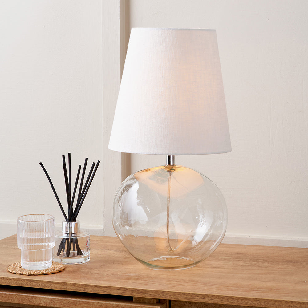 Hallie Clear Glass Table Lamp | White