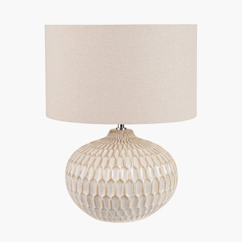 Cassius Warm White Textured Glazed Ceramic Table Lamp