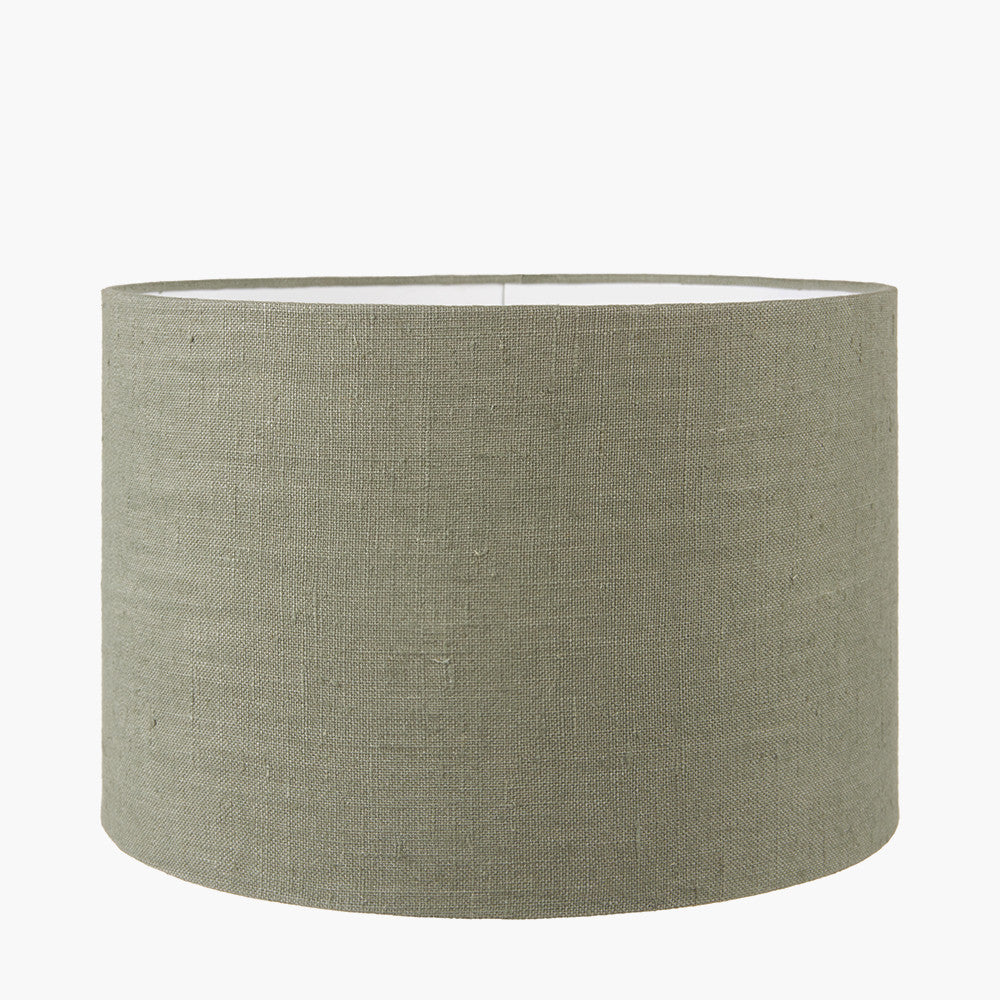 Laurel Olive Leaf Ceramic Table Lamp Base with Edward 40cm Pistachio Green Linen Cylinder Lampshade