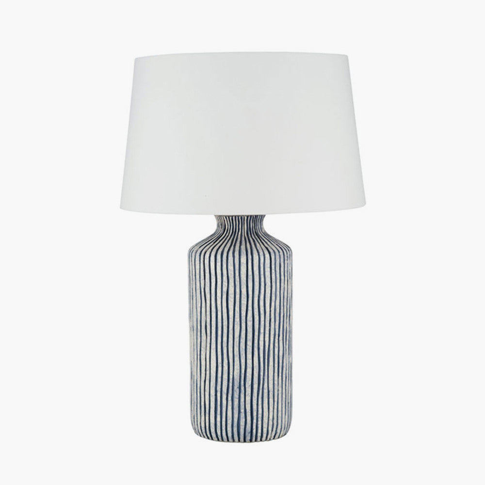 Bude Blue and White Stripe Stoneware Lamp Base
