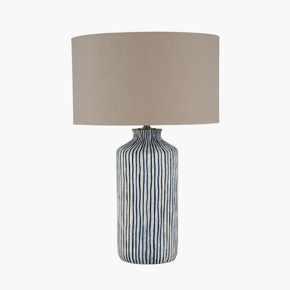 Bude Blue and White Stripe Stoneware Lamp Base