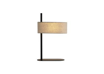 Hessian 1Lt Table Lamp | Black Metal with Linen Shade