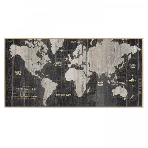 World Traveller Map Framed Canvas